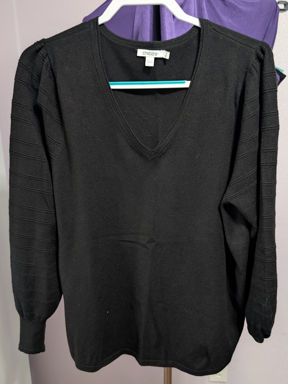 Chico's Black V-Neck Sweater